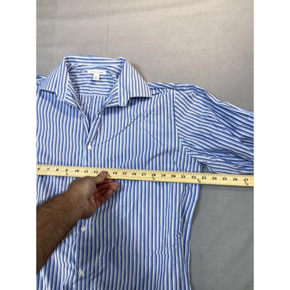 Banana Republic Shirt Mens‎ Large 16 16 1/2 Blue Striped Casual Long Sleeve - Picture 8 of 13
